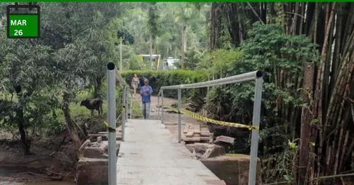 Acesso para pedestres é liberado na Ponte do Jaccoud após fortes chuvas na Região Serrana